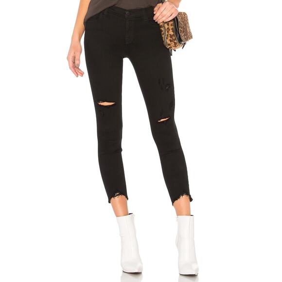 J Brand Revolve Women's Overexposure Distressed Black Ankle Capri Jeans‎ Size 26 - Picture 3 of 11